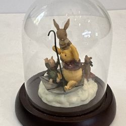 Disney Classic Pooh Piglet Kanga Roo Umbrella Bell Jar Figurine Michel & Co