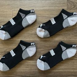 PUMA MEN’S LOW CUT COOL MAX SOCKS BLACK 4 PAIR SIZE 6-12