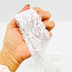 White lace elastic, white  lace elastic trim  