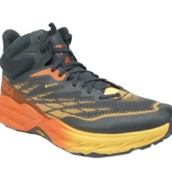 HOKA Speedgoat 5 Mid GORE-TEX Shoes Mens Size 9.5 Blue Graphite Amber Yellow