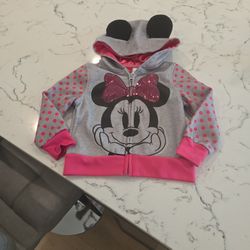DISNEY MINNIE MOUSE ZIP UP HOODED JACKET SZ 3T SEE DESCRIPTION 