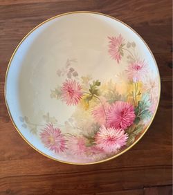 Antique Elite Works Limogene Porcelain Floral Punch Bowl