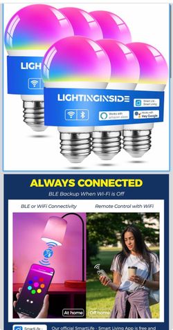 Smart Light Bulbs Work with Alexa/Google Home/SmartLife 6PCS