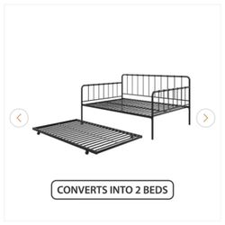 Aubrey Black Metal Full Daybed and Twin Trundle Set