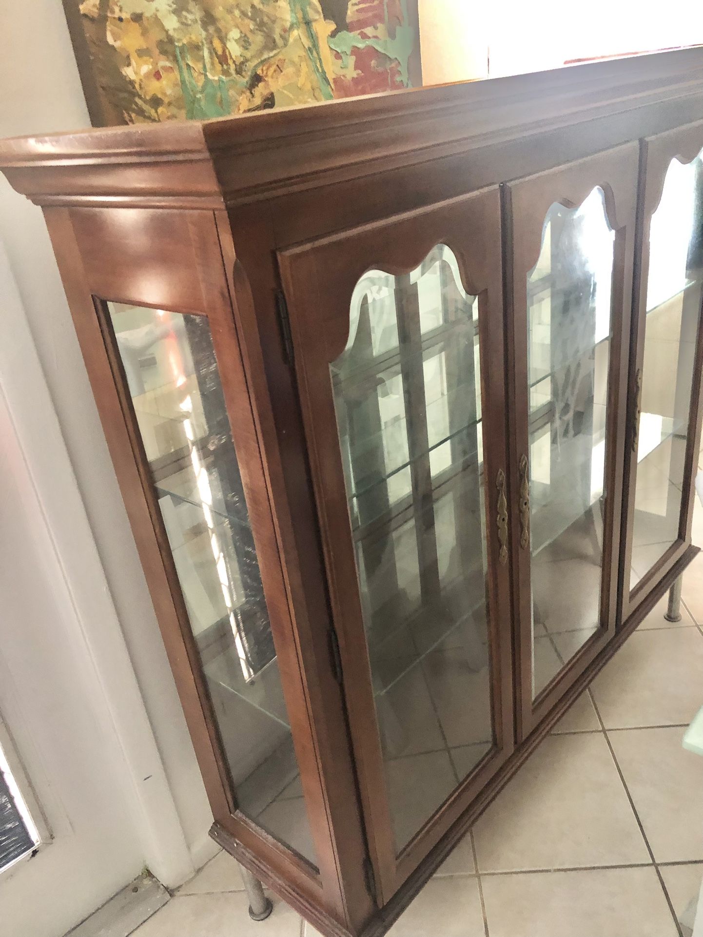 Beautiful Wall Glass Cabinets 56” L. X 54.5” H X 16” D