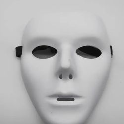 Horror Creepy Pure White Mask, Classic Full Face Mask Dress Up Accessories, Halloween Cosplay Costume Props, Bar Club Rave Party Decors Photography Pr
