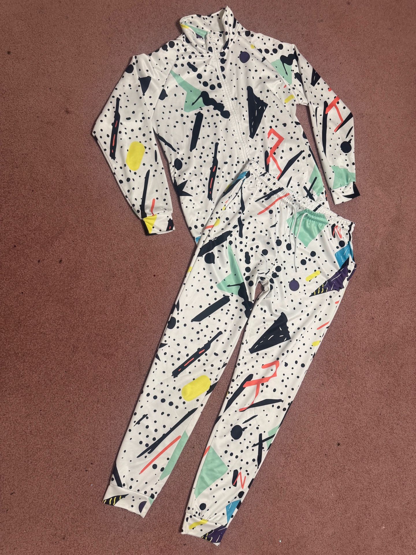 New Medium Neon Track Suit Costume Outfit Festival Rave Pants Jacket Shirt