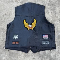 Vintage 90s Harley Type Leather Biker Vest Size 3XL #vintage #Harley #90s #biker #y2k (DISTRESSING SHOWN ON LAST 2 PICTURES)  (WASH BEFORE WEARING)
