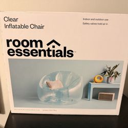 Brand New in Box Room Essentials Clear Inflatable Novelty Chair 