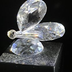 Swarovski 1980s Clear Crystal Large Butterfly Figurine, 1.25”, DAMAGED FOR PARTS