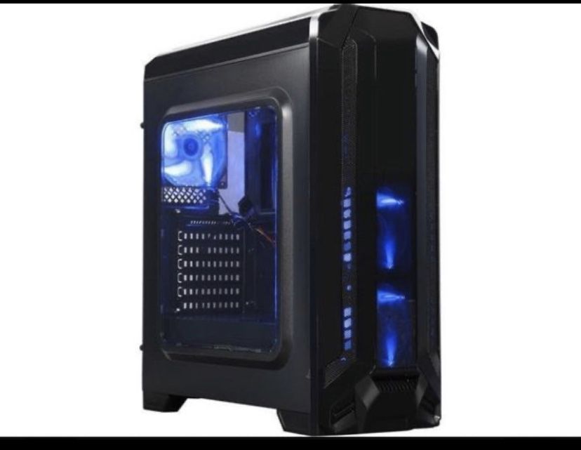 4. DIYPC Gamestorm-BK Black USB 3.0 ATX Mid Tower Gaming Computer Case with Build-in 3 x Fans (2 x 120mm Blue LED Fan x Front, 1 x 120mm Blue