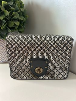 Lauren Ralph Lauren Millbrook Chain Crossbody Purse Black & White 8"Wx2"Dx6"H