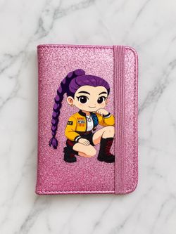 Pink Glitter HUNTRIX K-pop Demon Hunters Travel Passport Holder | Passport Wallet