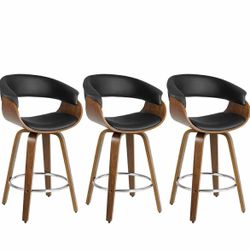 Set of 3 Modern Swivel Bar Stools – like NEW (barely used)