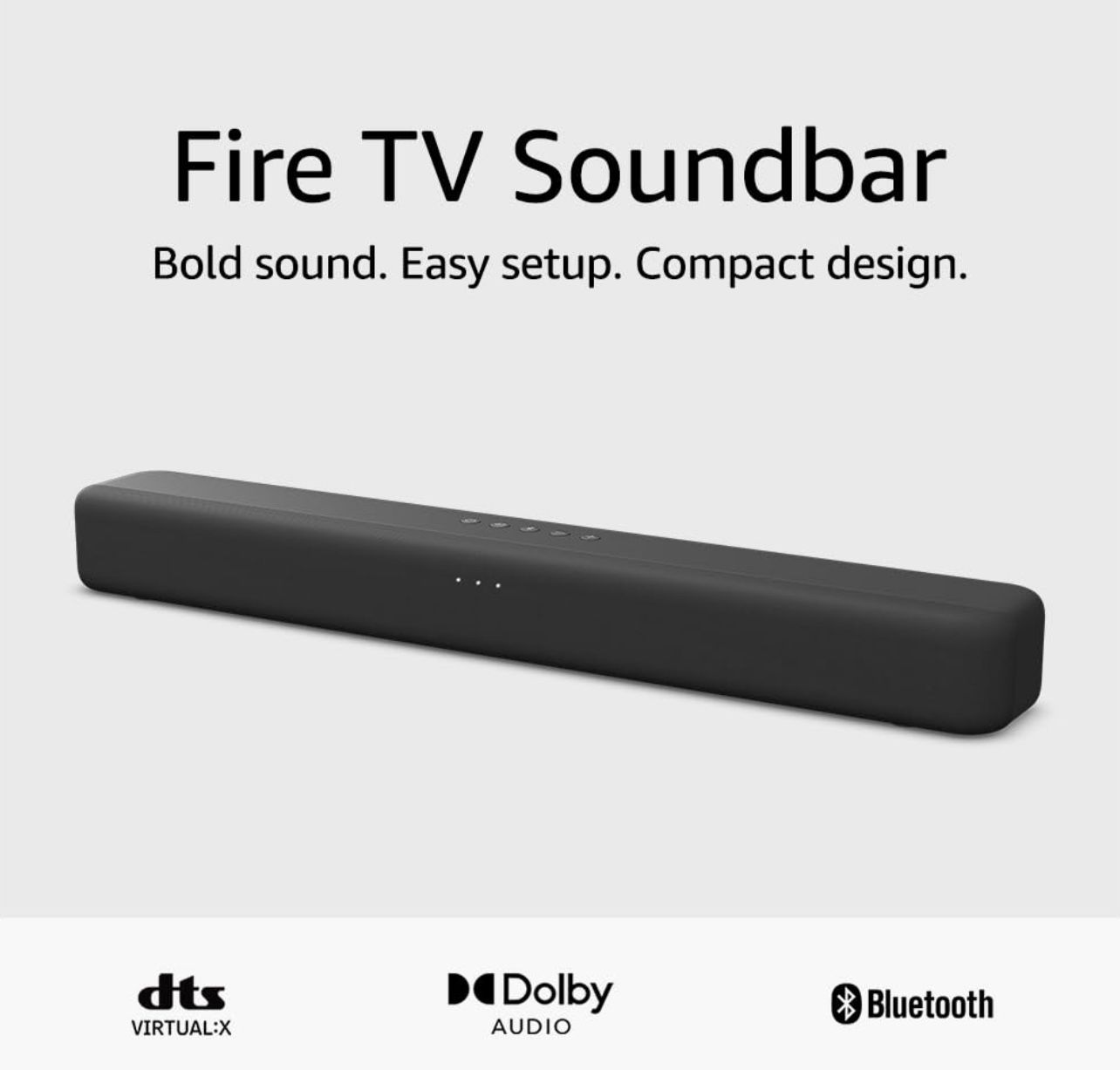 Amazon Fire TV Soundbar (newest model), 2.0 speaker with DTS Virtual:X and Dolby Audio, Bluetooth connectivity