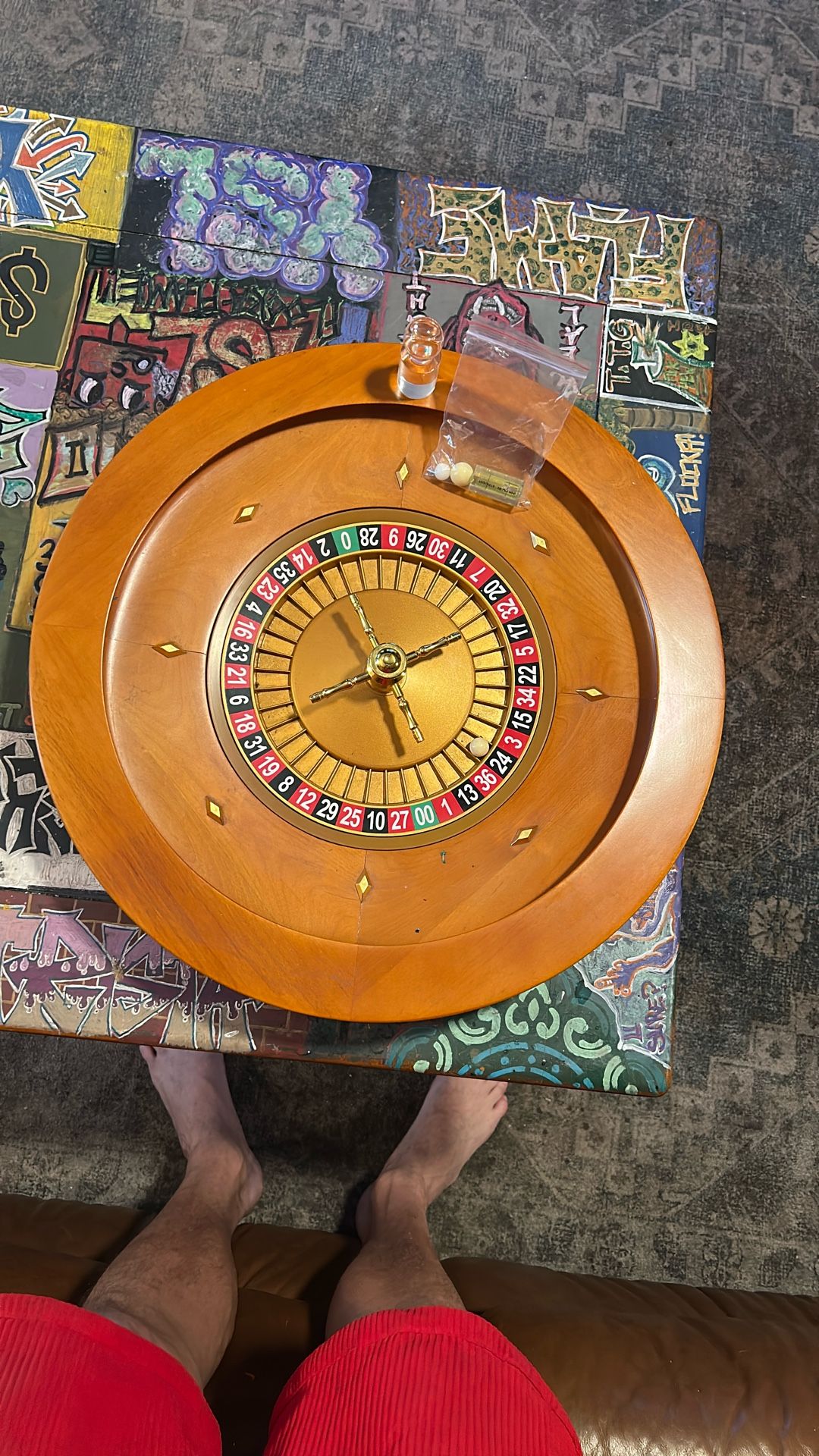 Never Used Mahogany Wood 20” Roulette Wheel And Equipment