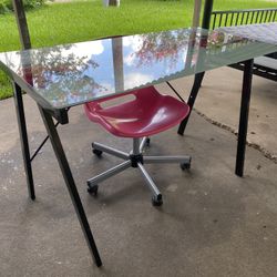 Glass Top Desk With Chair