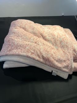 Pink Plush Throw Blanket with Sherpa Backing