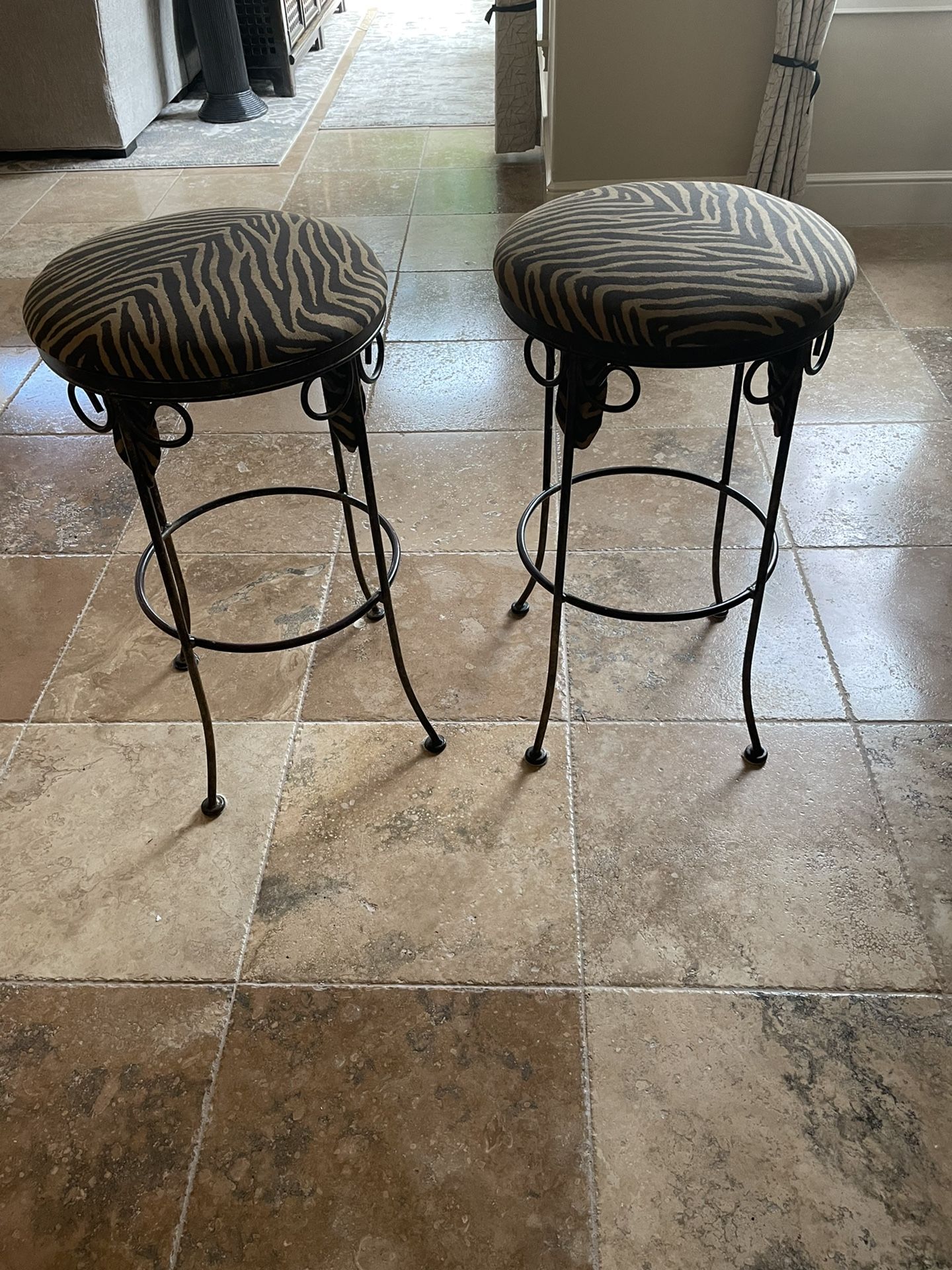 Pair Of Upholstered Bar Stools.