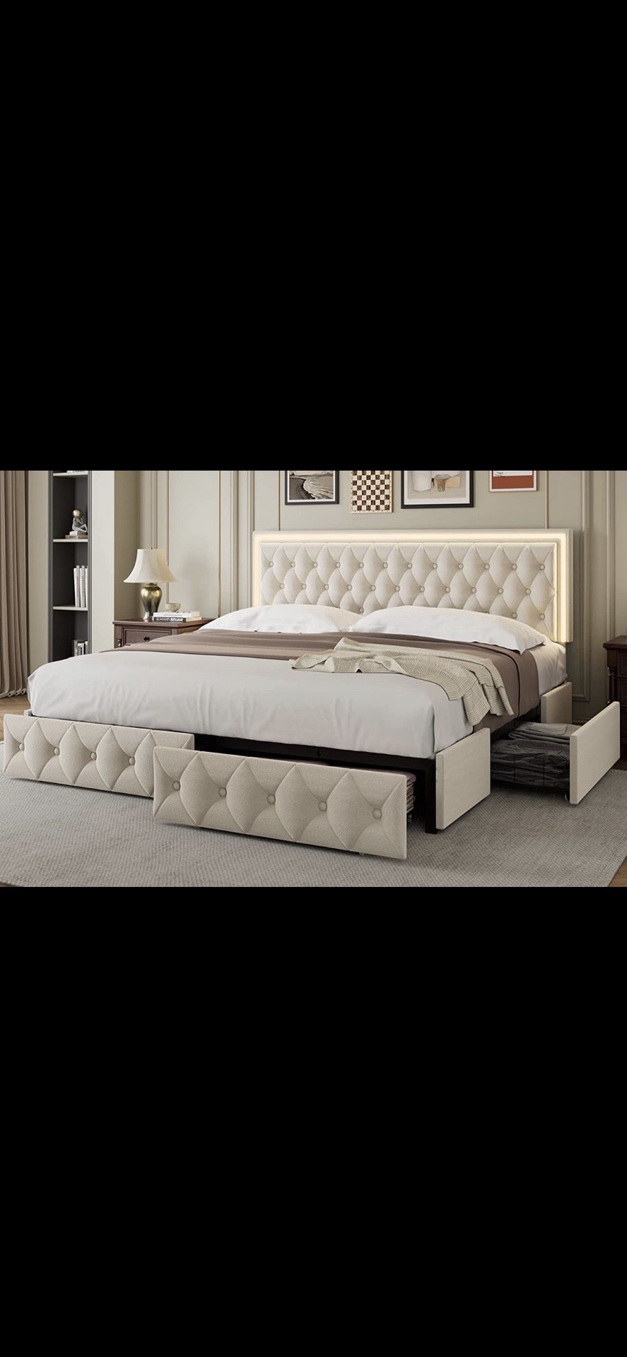 King Bedframe With drawers At The Bottom 