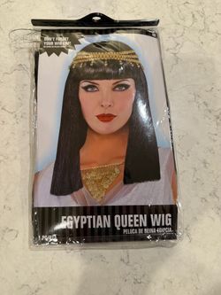 Amscan Egyptian Queen Wig Black & Gold NWT
