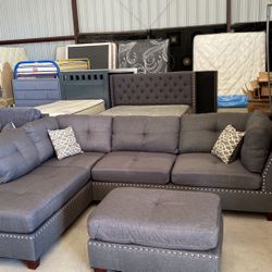 New  Sofa 3 Pc Sectional  Color Gray Free Deliver 