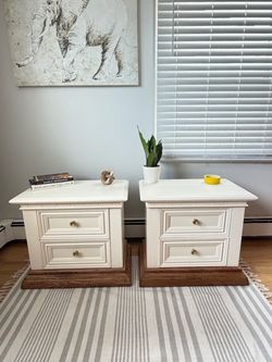 Pair of Custom Refinished Two-Tone Nightstands
