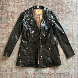 1970’s (60’s?) Vintage Dittos Patent Leather Jacket Coat Looks New Small 