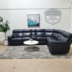 🛋️ Black Leather Reclining Sectional Sofa  (Delivery Available!! )