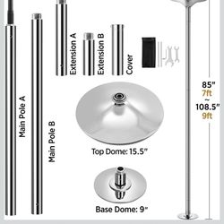 Professional dancing pole in silver