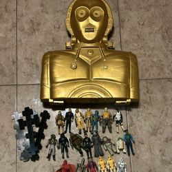 Vintage 80s Star Wars Figures & Case 
