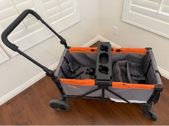 Jeep Sport All-Terrain Stroller Wagon by Delta Children - Includes Canopy, Parent Organizer, Adjustable Handlebar, Snack Tray & Cup Holders, Grey/Bonf