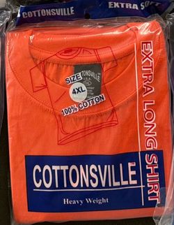 Lot of 5 Orange 4XL Heavy Weight Short Sleeve Crew 100% Cotton Extra Long