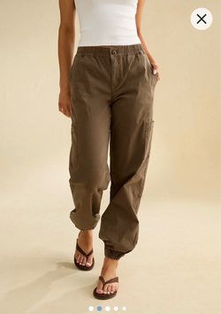 American Eagle Outfitters Baggy Jogger Olive Green Men's Cargo Pants Size 27 W 4