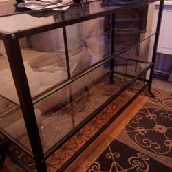 Glass And Iron Display Case / Curio Shelves