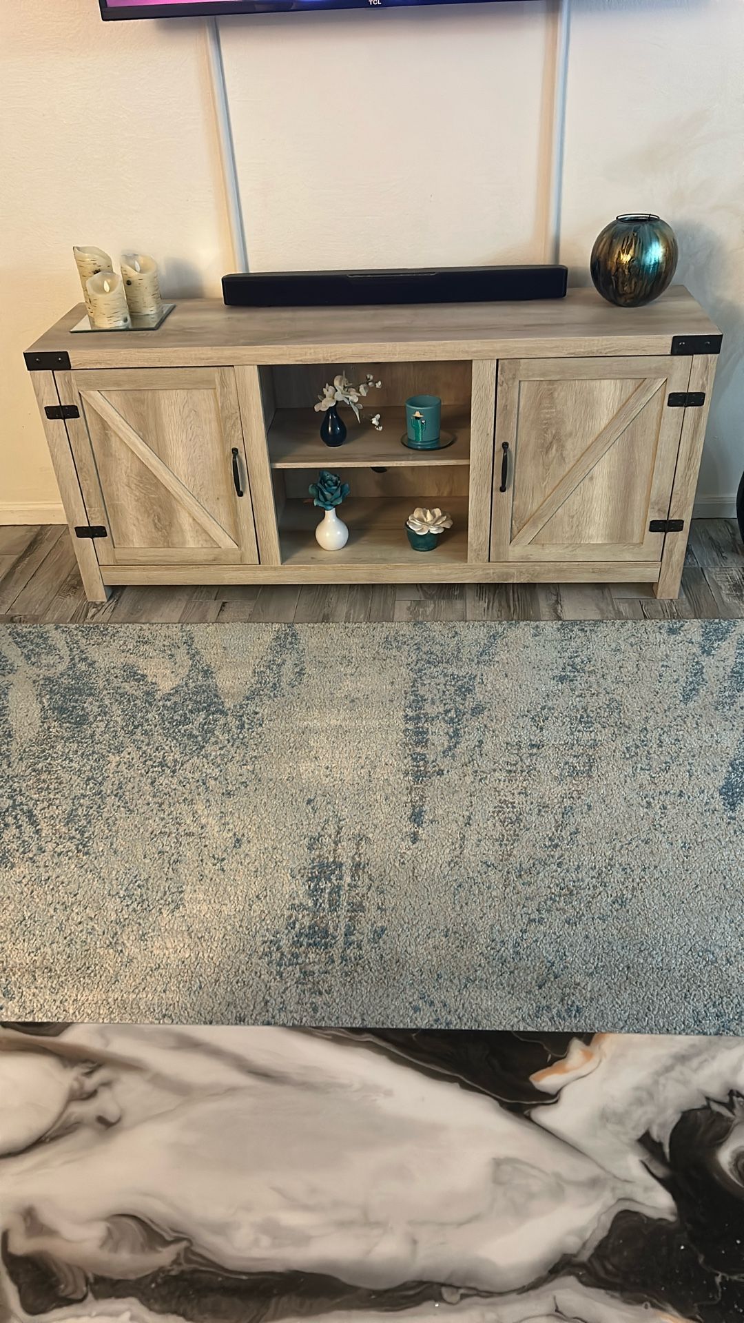 Barn Door CabinetAnd Two Matching End Tables.