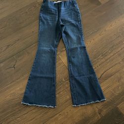Fringed Bell Bottom Blue Jeans