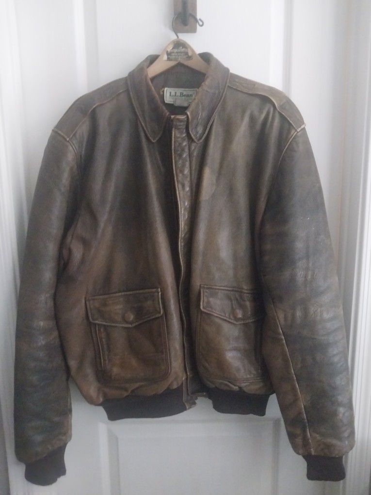 Vintage L.L. Bean Leather Bomber Jacket