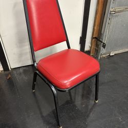 (10) Stackable Red Padded Banquet Chairs In Excellent Condition