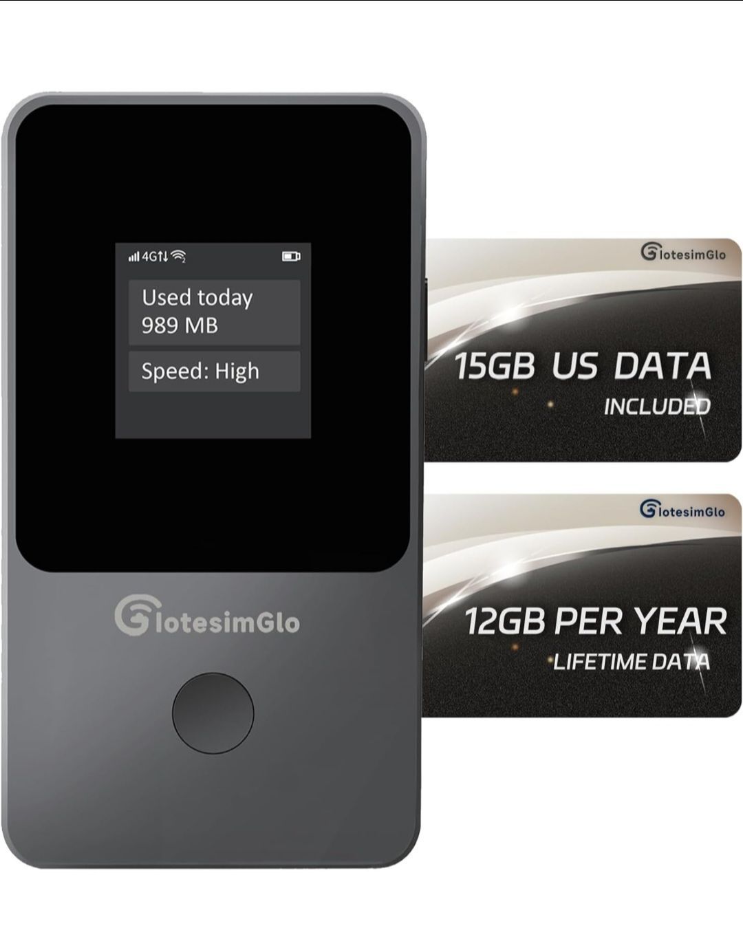 Mobile Hotspot Portable WiFi Hotspot for Travel & Business, 4G LTE Hotspot USA &130+ Countries, No SIM Card Needed, 12h Life, Pocket WiFi Free 15GB US