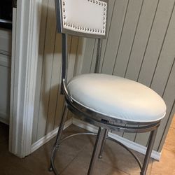 Three Swivel Faux White Leather Chairs