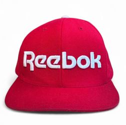 Vintage 90s Red/White Reebok Big Spellout Snapback Hat 🔴 ⚪️🧢