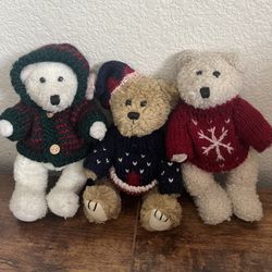 Set Of 3 Vintage Bears With Sweaters