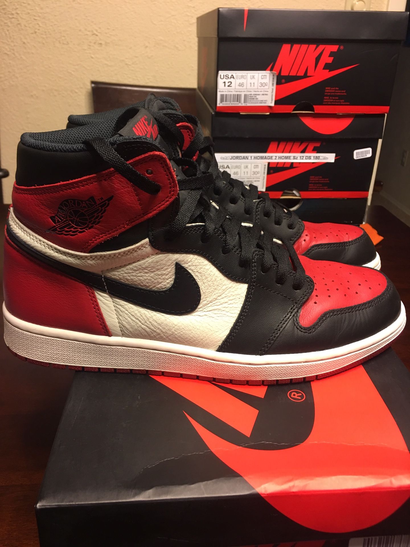 Nike Air Jordan 1 Bred Toe Size 12