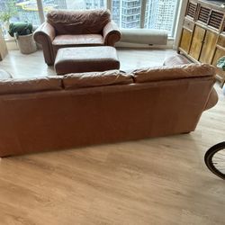 Entire Leather Couch Set For Price Listed