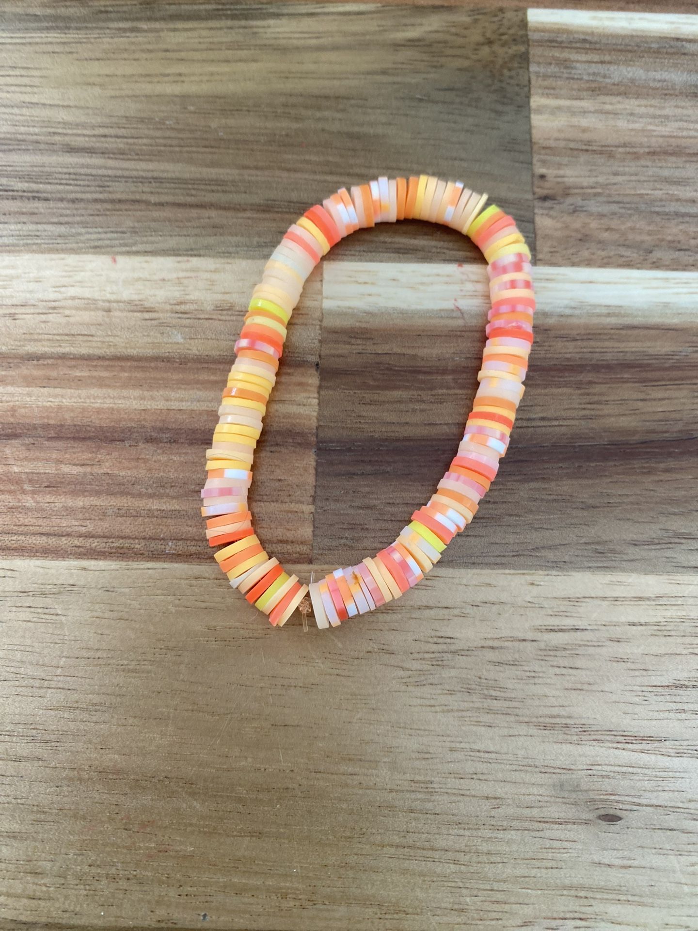 Orange and Yellow Beaded Stretch Bracelet- homemade