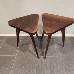 Pair Of Solid Walnut End Tables 