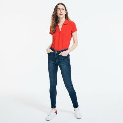 New with tag Nautica women's split-neck polo shirt size L red