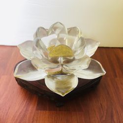 Glass Lotus Tea Light Candle Holder