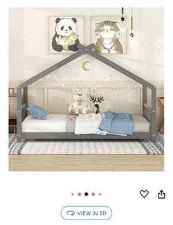 Full House Beds Gray Montessori Bed Wood Frame Kids